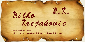 Milko Krejaković vizit kartica